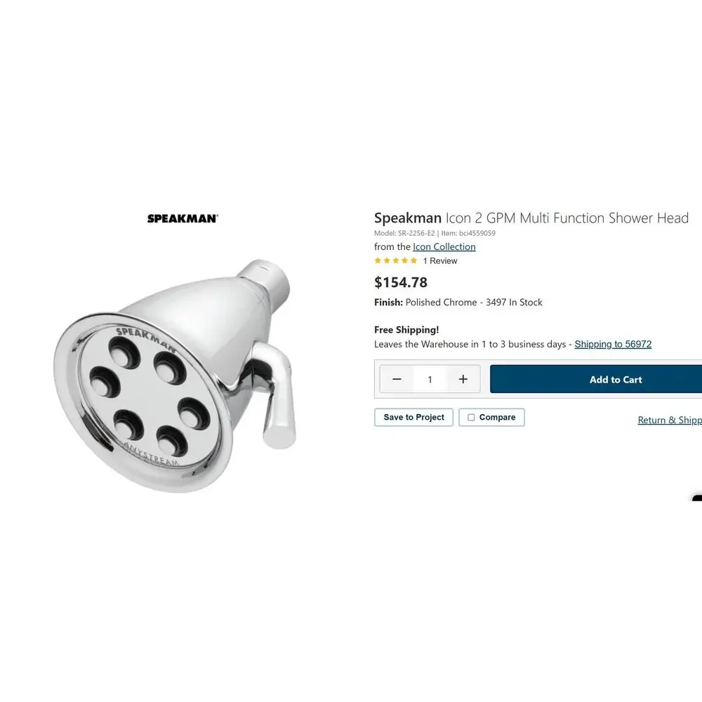 Speakman Icon Master 2 GPM Multi Function Shower Head Polished Chrome